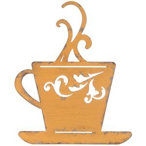 Yellow Coffee Cup Metal Wall Decoration Home Decor Kitchen